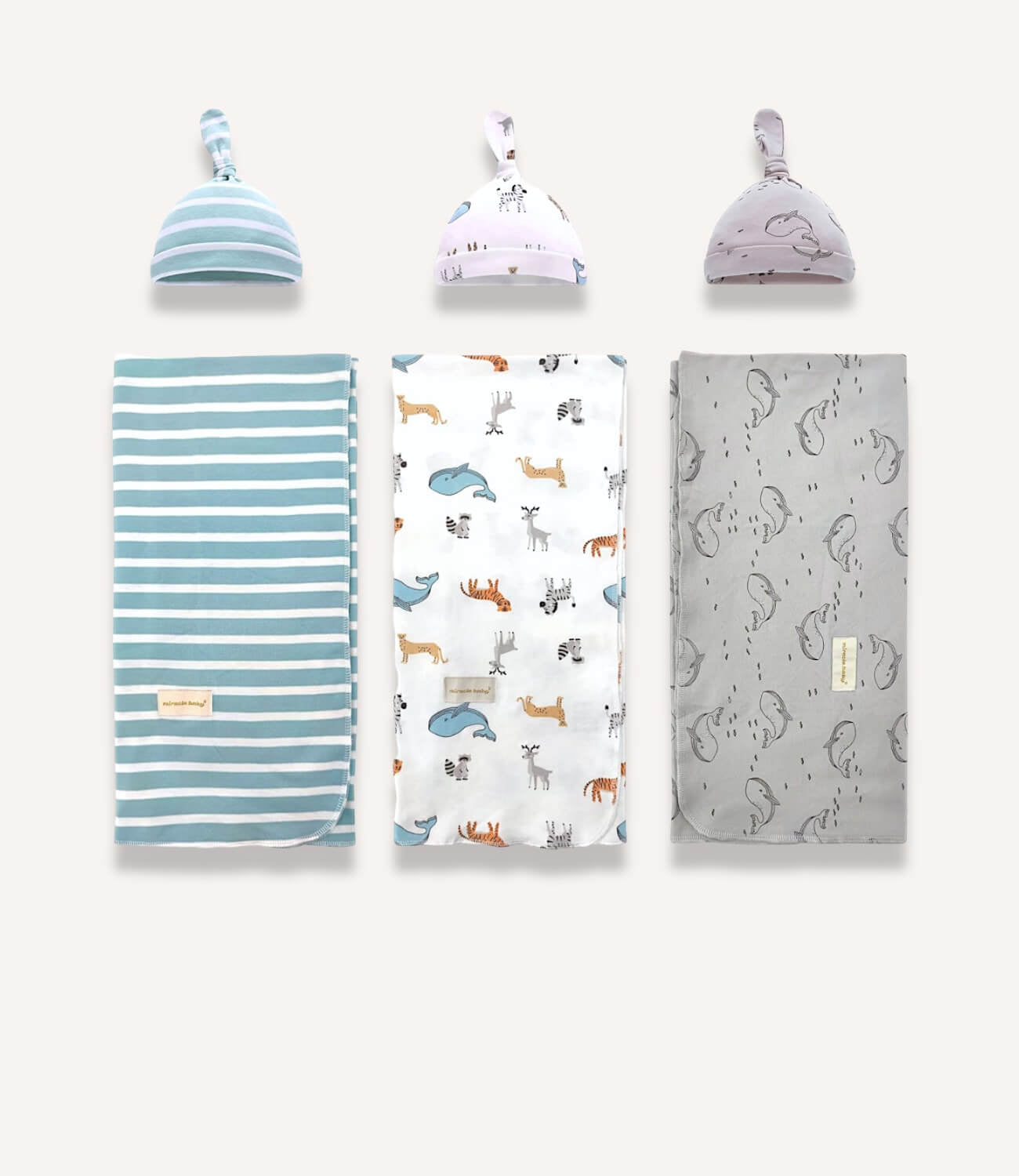Swaddle With Hats – 3 Pack