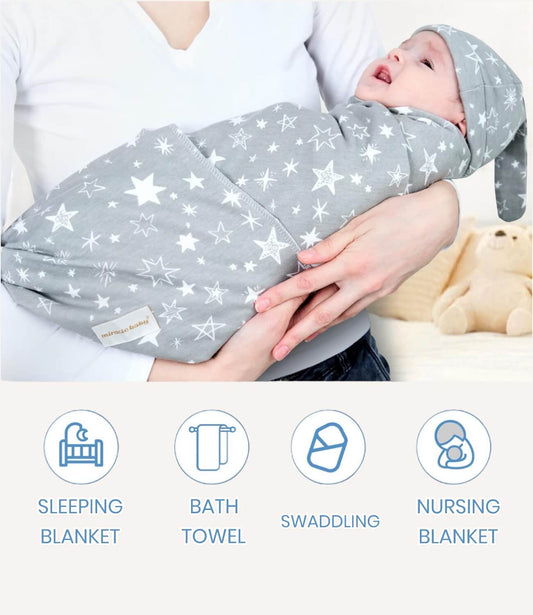 Swaddle With Hats – 3 Pack