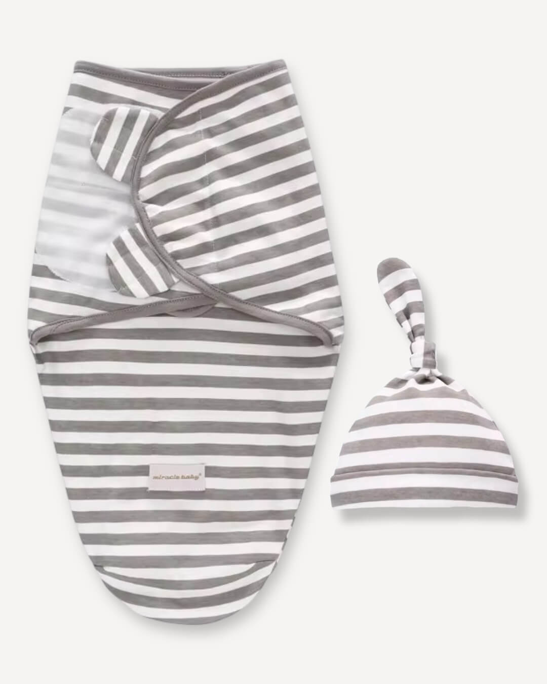 Swaddle To Sleep With Hat- Gray (0-3M)