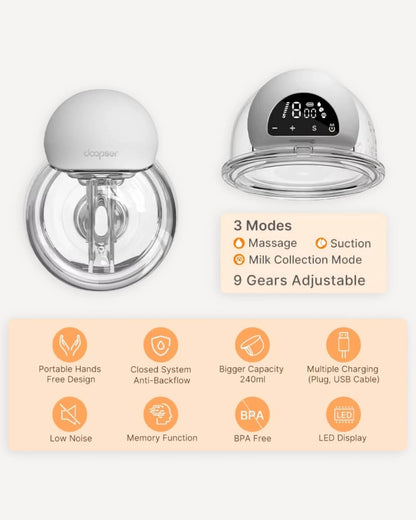 Doopser Wireless Hands Free Electric Breast Pump