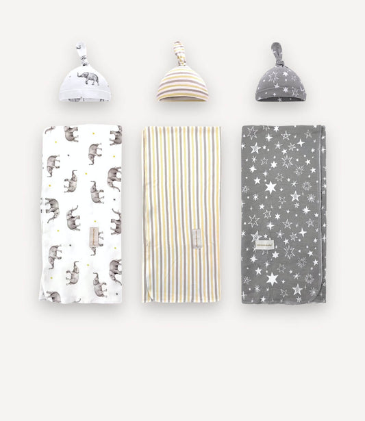 Swaddle With Hats – 3 Pack