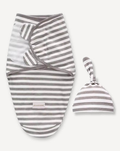 Swaddle To Sleep With Hat- Gray (0-3M)